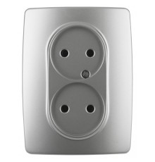 Эра Б0031240 12-2107-03 Розетка 2X2P, 16АХ-250В, Эра12, алюминий