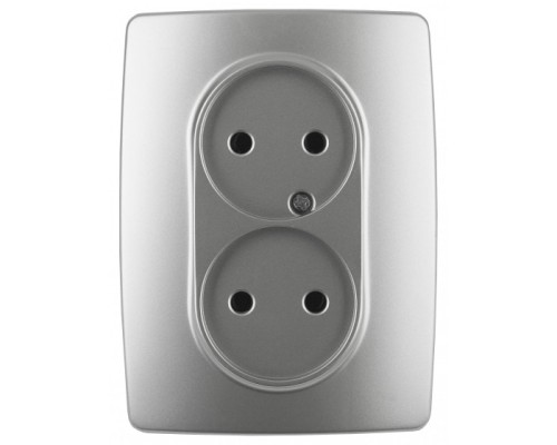 [ЭРА Розетки, выключатели] Эра Б0031240 12-2107-03 Розетка 2X2P, 16АХ-250В, Эра12, алюминий