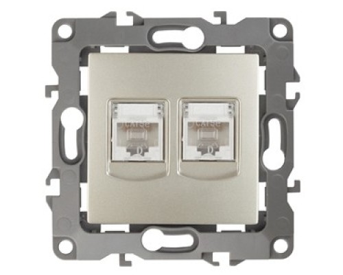[ЭРА Розетки, выключатели] Эра Б0014732 12-3108-04 Розетка информационная двойная 2XRJ45, Эра12, шампань