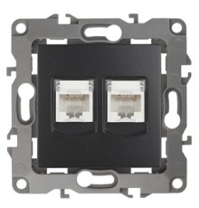 Эра Б0014733 12-3108-05 Розетка информационная двойная 2XRJ45, Эра12, антрацит