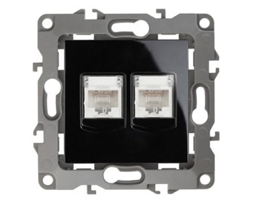 [ЭРА Розетки, выключатели] Эра Б0014734 12-3108-06 Розетка информационная двойная 2XRJ45, Эра12, чёрный