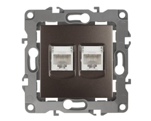[ЭРА Розетки, выключатели] Эра Б0019355 12-3108-13 Розетка информационная двойная 2XRJ45, Эра12, бронза