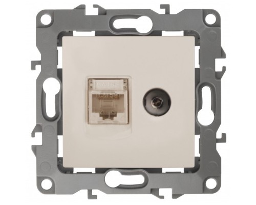 [ЭРА Розетки, выключатели] Эра Б0027442 12-3110-02 Розетка информационная RJ45+TV, Эра12, слоновая кость