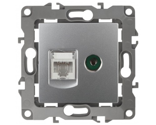 [ЭРА Розетки, выключатели] Эра Б0027443 12-3110-03 Розетка информационная RJ45+TV, Эра12, алюминий