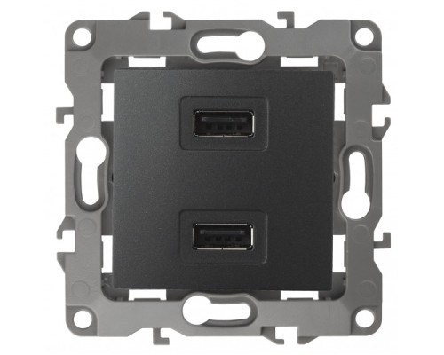 [ЭРА Розетки, выключатели] Эра Б0027495 12-4110-05 Устройство зарядное USB, 5В-2100мА, Эра12, антрацит