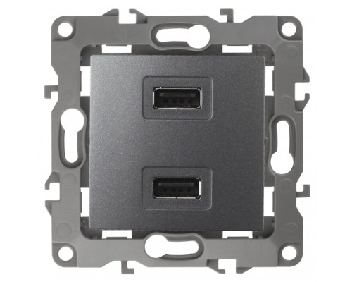 [ЭРА Розетки, выключатели] Эра Б0027497 12-4110-12 Устройство зарядное USB, 5В-2100мА, Эра12, графит