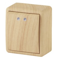 Эра Б0020659 11-1202-11 Выключатель с подсветкой, 10АХ-250В, ОУ, Эра Эксперт, сосна