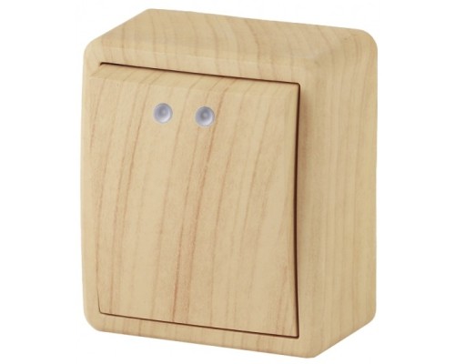 [ЭРА Розетки, выключатели] Эра Б0020659 11-1202-11 Выключатель с подсветкой, 10АХ-250В, ОУ, Эра Эксперт, сосна