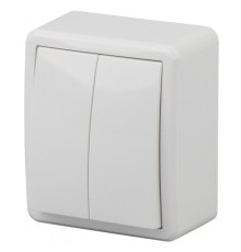 Эра Б0020663 11-1204-01 Выключатель двойной, 10АХ-250В, ОУ, Эра Эксперт, белый