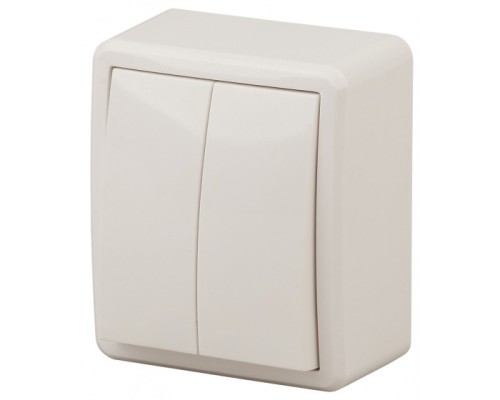 [ЭРА Розетки, выключатели] Эра Б0020667 11-1205-02 Выключатель двойной с подсветкой, 10АХ-250В, ОУ, Эра Эксперт, сл.кость