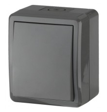 Эра Б0020672 11-1402-03 Выключатель с подсветкой IP54, 10АХ-250В, ОУ, Эра Эксперт, серый