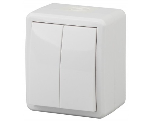 [ЭРА Розетки, выключатели] Эра Б0020676 11-1404-03 Выключатель двойной IP54, 10АХ-250В, ОУ, Эра Эксперт, серый