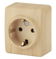 Эра Б0020687 11-2203-11 Розетка 2P+E Schuko, 16АХ-250В, ОУ, Эра Эксперт, сосна