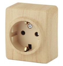 Эра Б0020690 11-2204-11 Розетка 2P+E Schuko со шторками, 16АХ-250В, ОУ, Эра Эксперт, сосна