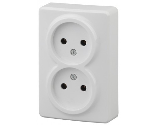 [ЭРА Розетки, выключатели] Эра Б0020682 11-2202-01 Розетка 2 х 2P, 16АХ-250В, ОУ, Эра Эксперт, белый