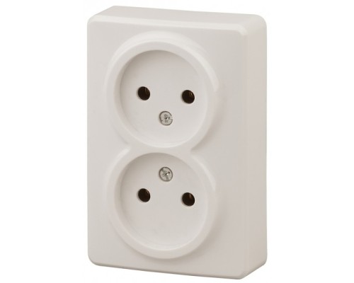 [ЭРА Розетки, выключатели] Эра Б0020683 11-2202-02 Розетка 2 х 2P, 16АХ-250В, ОУ, Эра Эксперт, сл.кость