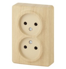 Эра Б0020684 11-2202-11 Розетка 2 х 2P, 16АХ-250В, ОУ, Эра Эксперт, сосна