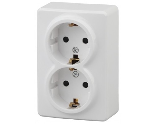 [ЭРА Розетки, выключатели] Эра Б0020691 11-2205-01 Розетка 2 х 2P+E Schuko, 16АХ-250В, ОУ, Эра Эксперт, белый