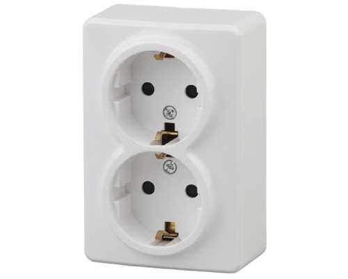 [ЭРА Розетки, выключатели] Эра Б0020694 11-2206-01 Розетка 2 х 2P+E Schuko со шторками, 16АХ-250В, ОУ, Эра Эксперт, белый