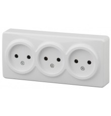 Эра Б0020697 11-2207-01 Розетка 3 х 2P, 16АХ-250В, ОУ, Эра Эксперт, белый