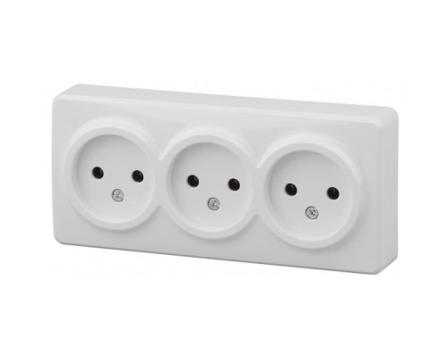 [ЭРА Розетки, выключатели] Эра Б0020697 11-2207-01 Розетка 3 х 2P, 16АХ-250В, ОУ, Эра Эксперт, белый