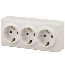 Эра Б0020701 11-2208-02 Розетка 3 х 2P+E Schuko, 16АХ-250В, ОУ, Эра Эксперт, сл.кость