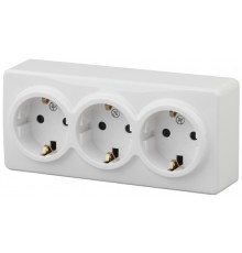 Эра Б0020703 11-2209-01 Розетка 3 х 2P+E Schuko со шторками, 16АХ-250В, ОУ, Эра Эксперт, белый