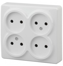 Эра Б0020706 11-2210-01 Розетка 4 х 2P, 16АХ-250В, ОУ, Эра Эксперт, белый