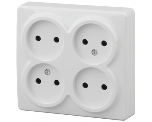 [ЭРА Розетки, выключатели] Эра Б0020706 11-2210-01 Розетка 4 х 2P, 16АХ-250В, ОУ, Эра Эксперт, белый