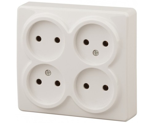 [ЭРА Розетки, выключатели] Эра Б0020707 11-2210-02 Розетка 4 х 2P, 16АХ-250В, ОУ, Эра Эксперт, сл.кость