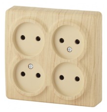 Эра Б0020708 11-2210-11 Розетка 4 х 2P, 16АХ-250В, ОУ, Эра Эксперт, сосна