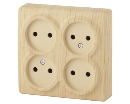 [ЭРА Розетки, выключатели] Эра Б0020708 11-2210-11 Розетка 4 х 2P, 16АХ-250В, ОУ, Эра Эксперт, сосна