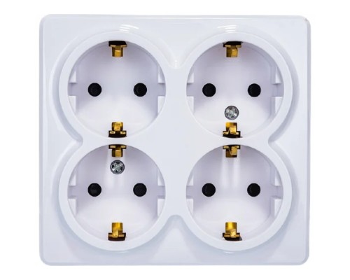 [ЭРА Розетки, выключатели] Эра Б0020709 11-2211-01 Розетка 4 х 2P+E Schuko со шторками, 16АХ-250В, ОУ, Эра Эксперт, белый