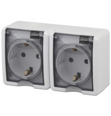 Эра Б0020716 11-2403-01 Розетка 2 х 2P+E IP54, 16АХ-250В, ОУ, Эра Эксперт, белый