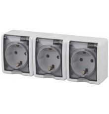 Эра Б0020720 11-2405-01 Розетка 3 х 2P+E IP54, 16АХ-250В, ОУ, Эра Эксперт, белый