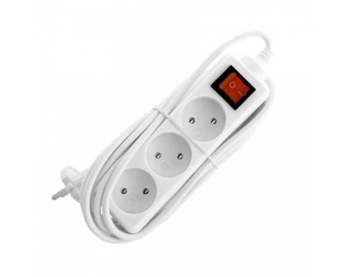 [Бытовые удлинители] СТАРТ (4670012297741) Удлинитель  3 розетки  С/У S 3x3 - V . Длина провода 3,0 м. Заземления нет. Кнопка включения. 