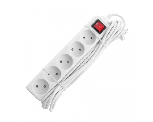 [Бытовые удлинители] СТАРТ (4670012297772) Удлинитель  5 розеток.  С/У S 5x5 - V. Заземления нет.  Кнопка включения. Длина провода 5,0 м.