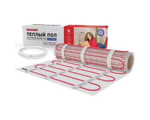 [Rexant Теплый пол и терморегуляторы] Rexant 51-0512-2 Тёплый пол (нагревательный мат) Classic RNX -7,0-1050 (площадь 7,0 м2 (0,5 х 14,0 м)), 1050 Вт, двухжильный с экраном 