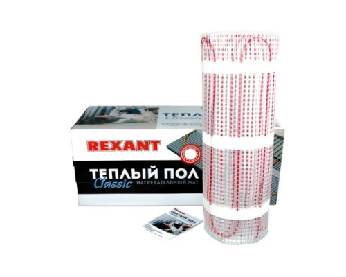 [Rexant Теплый пол и терморегуляторы] Rexant 51-0514-2 Тёплый пол (нагревательный мат) Classic RNX -8,0-1200 (площадь 8,0 м2 (0,5 х 16,0 м)), 1200 Вт, двухжильный с экраном