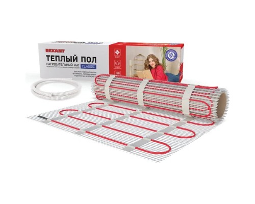 [Rexant Теплый пол и терморегуляторы] Rexant 51-0527-2 Тёплый пол (нагревательный мат) Classic RNX-15,0-2250 (площадь 15,0 м2 (0,5 х 30,0 м)), 2250 Вт, двухжильный с экраном 