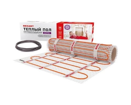 [Rexant Теплый пол и терморегуляторы] Rexant 51-0512 Теплый пол (нагревательный МАТ) Extra, площадь 6,0 м2 (0,5 х 12,0 метров), 960Вт, (двух жильный) 