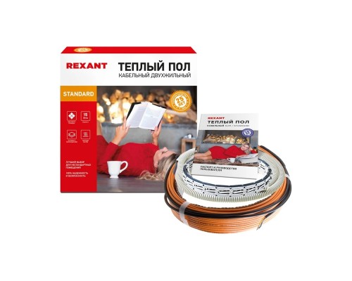 [Rexant Теплый пол и терморегуляторы] Rexant 51-0523-3 Теплый пол RND-180-2700 (2700Вт/180м/ S обогрева, м2: 17,0-22,5) (двух жильный) 