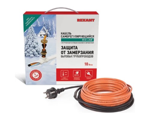 [Rexant Обогрев труб] Rexant (51-0603) Греющий саморегулирующийся кабель (комплект в трубу) 10HTM2-CT ( 6м/60Вт)  