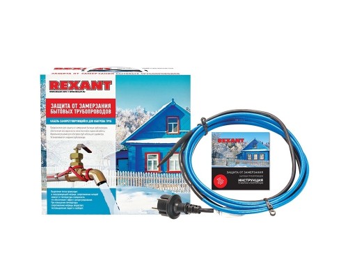[Rexant Обогрев труб] Rexant 51-0619 Греющий саморегулирующийся кабель на трубу 15MSR-PB 8M (8м/120Вт)