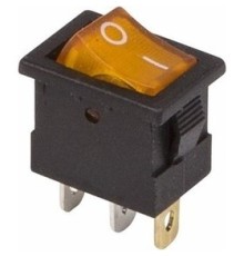 Rexant 36-2172 Выключатель клавишный 12V 15А (3с) ON-OFF желтый  с подсветкой  Mini  
