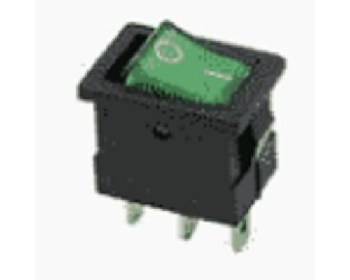 [Rexant Кнопки, тумблеры, клавишные выключатели] Rexant 36-2173 Выключатель клавишный 12V 15А (3с) ON-OFF зеленый  с подсветкой  Mini  