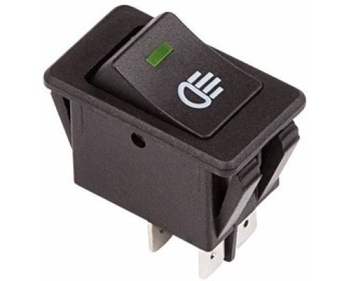 [Rexant Кнопки, тумблеры, клавишные выключатели] Rexant 36-4441 Выключатель клавишный 12V 35А (4с) ON-OFF  с зеленой LED подсветкой  