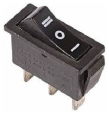 Rexant 36-2220 Выключатель клавишный 250V 10А (3с) ON-OFF-ON черный  с нейтралью  