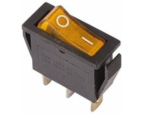 [Rexant Кнопки, тумблеры, клавишные выключатели] Rexant 36-2212 Выключатель клавишный 250V 15А (3с) ON-OFF желтый  с подсветкой  