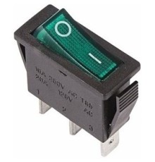 Rexant 36-2213 Выключатель клавишный 250V 15А (3с) ON-OFF зеленый  с подсветкой  